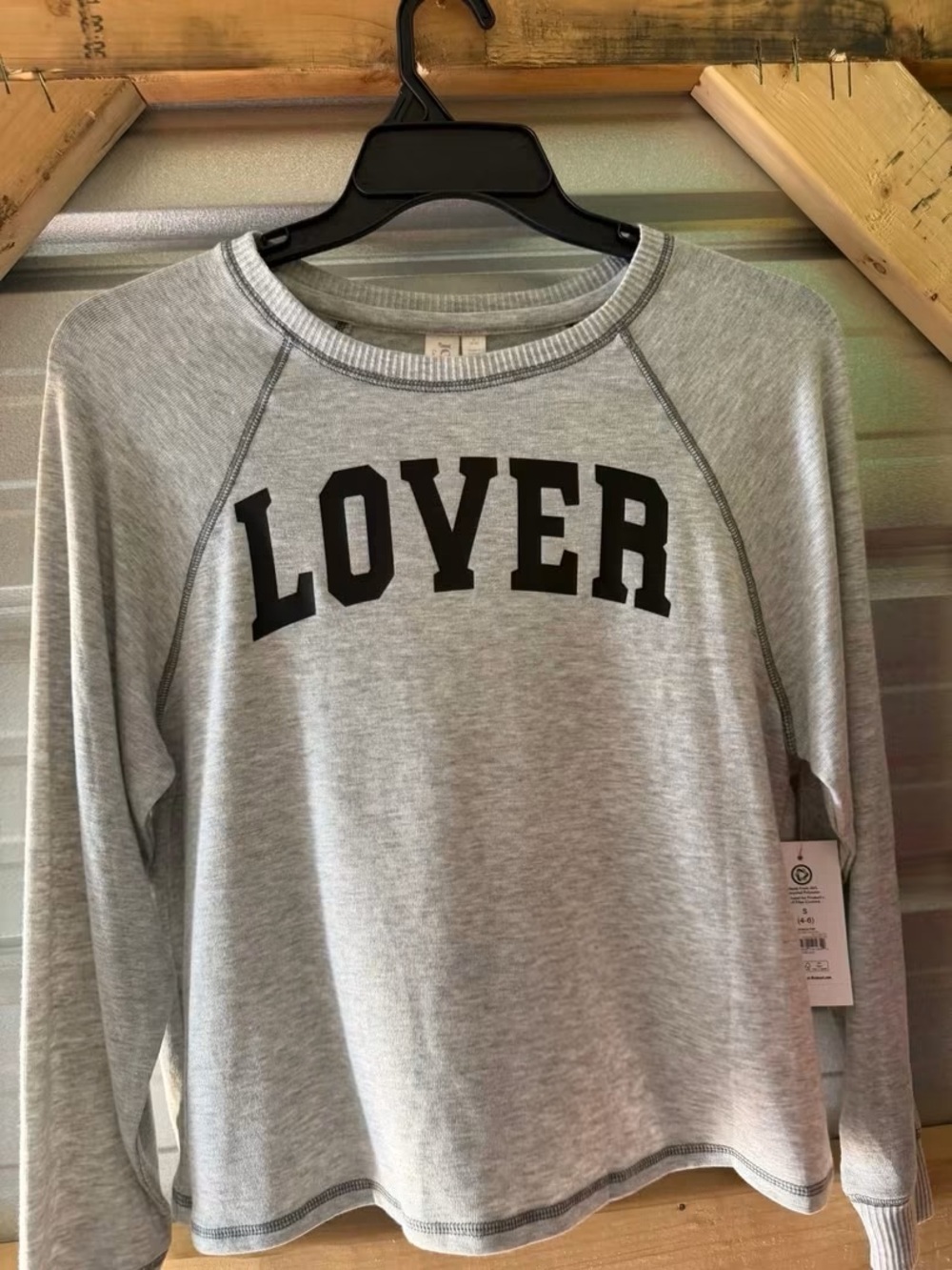 Grey 'LOVER' Pullover Sweatshirt